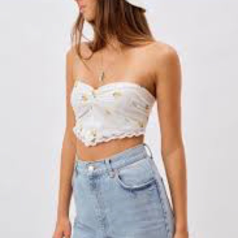 For Love & Lemons Shelby Scarf Bandana Top Floral Embroidery Festival Coachella